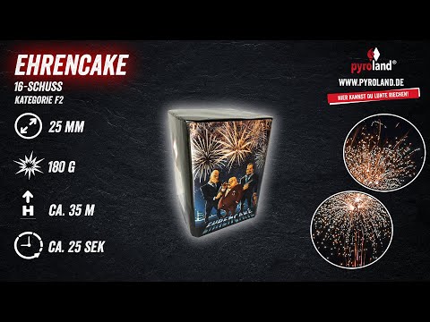 Pyroland EHRENCAKE 16-Schuss-Feuerwerk-Batterie/ Neu Glow & Snow